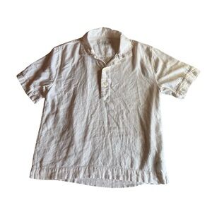Men's Abercrombie & Fitch Summer Linen Blend Short Sleeve Polo, White, Size M‎